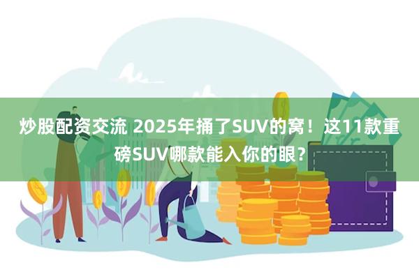 炒股配资交流 2025年捅了SUV的窝！这11款重磅SUV哪款能入你的眼？